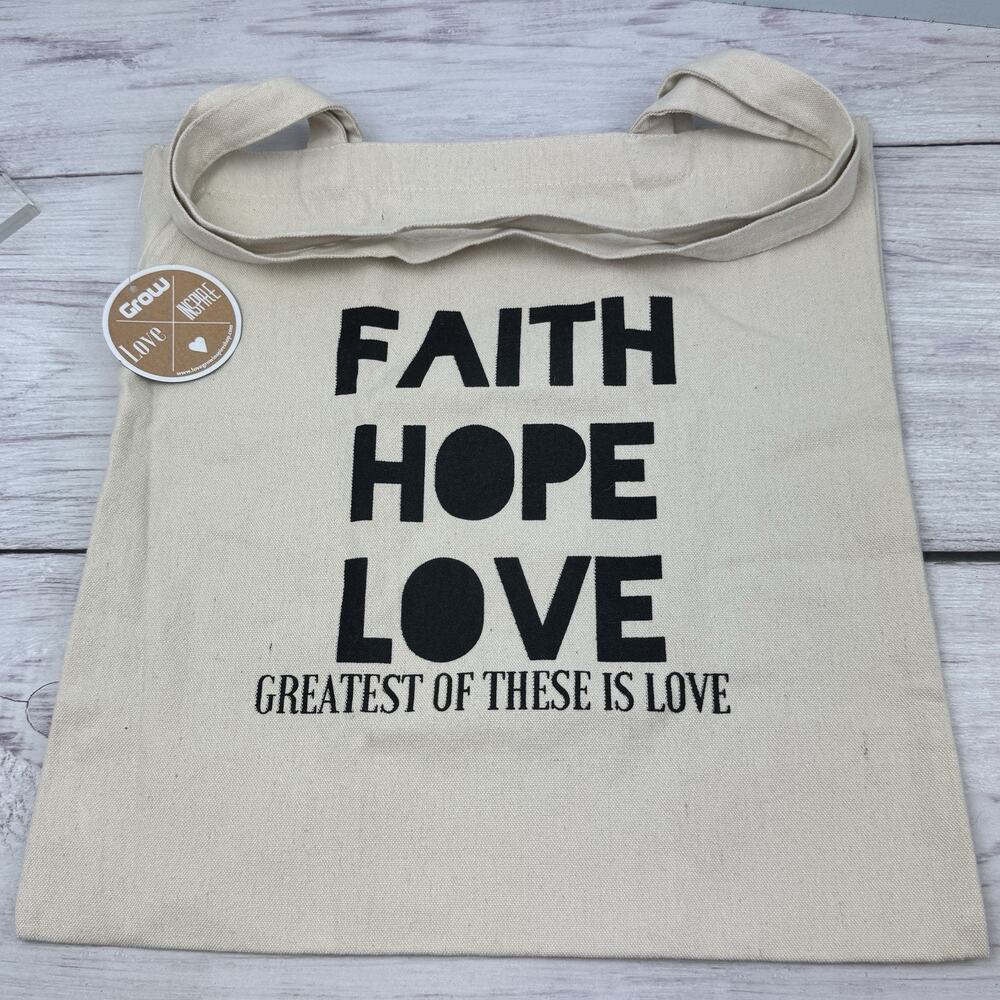 Faith Hope Love Everyday Grocery Beach Pool Reusable Cotton‎ Canvas Tote Bag